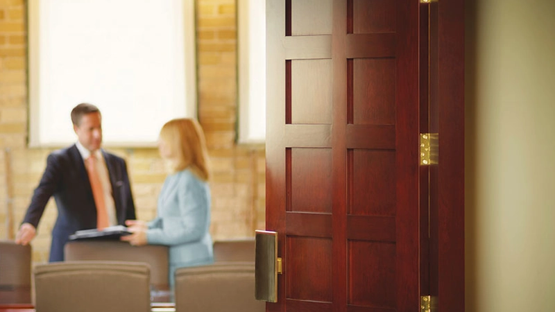 Boardroom with open doors.